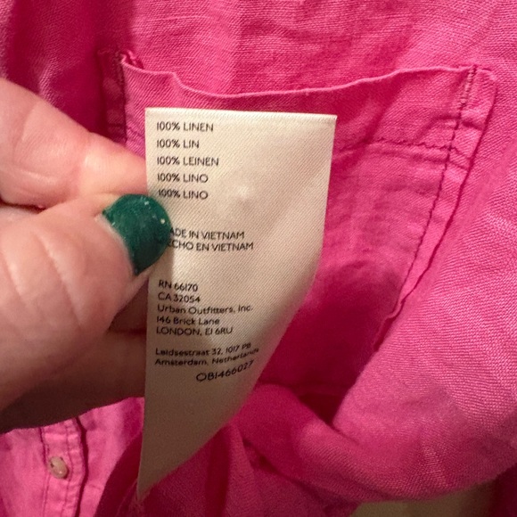 Maeve Anthropologie 100% linen oversized pink XS button down blouse - Picture 5 of 7